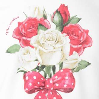 MonnaLisa MonnalisaIvory & Red Roses Print Baby Top
