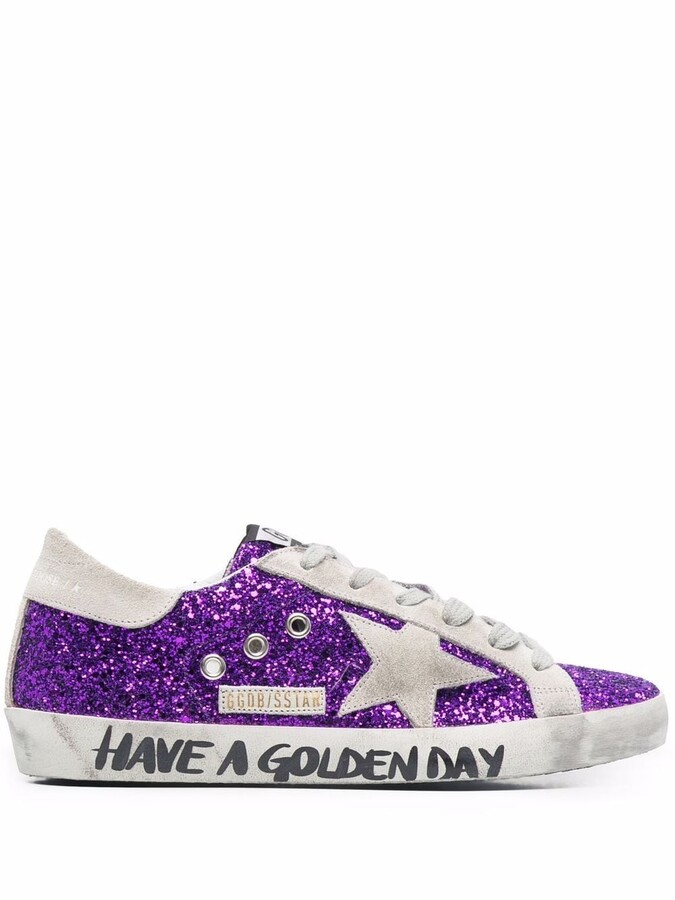 purple sequin sneakers