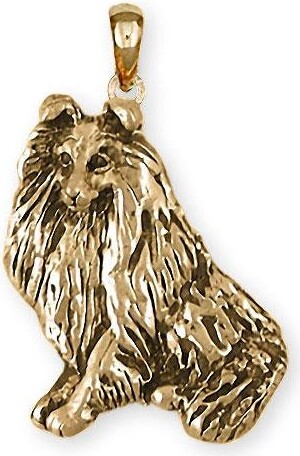 Etsy Sheltie Jewelry Pendant 14K Gold Handmade Sh12-Pg