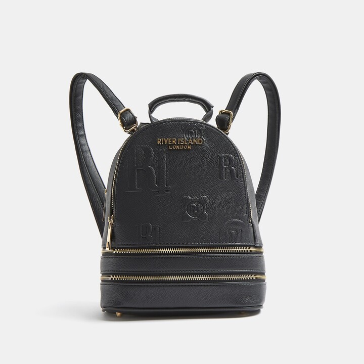 black leather handbolsas river island