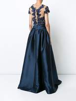 Thumbnail for your product : Marchesa Notte floral-embroidered pleated gown