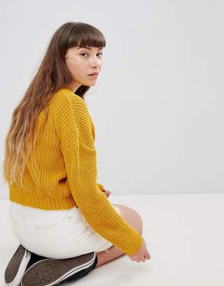 Daisy Street High Neck Sweater With Cable Knit