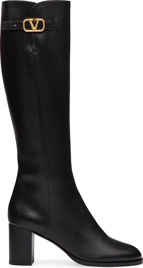 Women's VLogo Signature Calfskin Boots 70MM - Black - Size 8