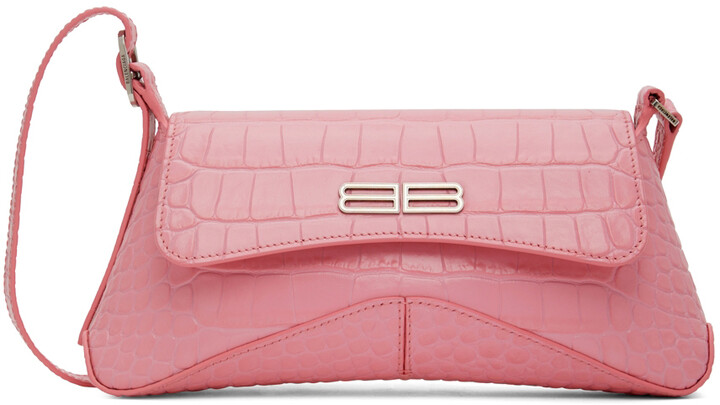 Balenciaga XX Small Flap croc-effect leather shoulder bag - Women - Pink Shoulder Bags