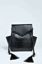 Thumbnail for your product : boohoo Molly Mock Croc Tassel Cross Body Backpack