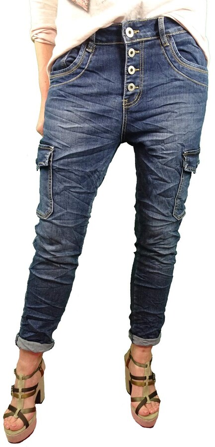 Karostar By Lexxury Karostar Denim Stretch Baggy Cargo Jeans with Side  Pockets - Blue - W46 - ShopStyle