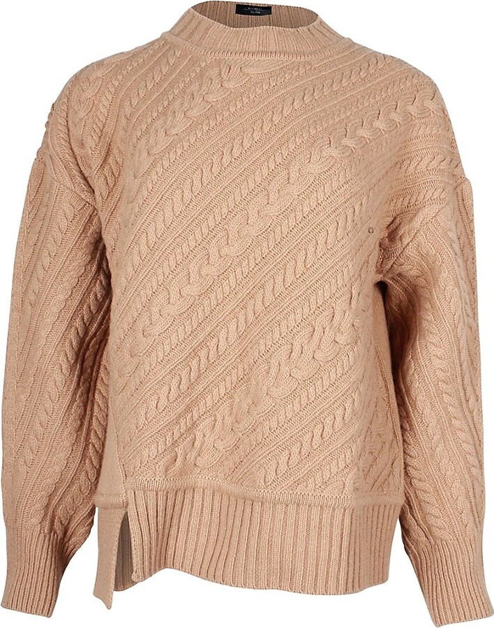 Only chunky textured knit sweater in camel