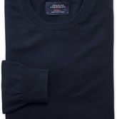 Thumbnail for your product : Charles Tyrwhitt Navy cotton cashmere crew neck jumper