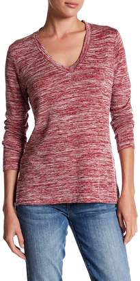 KUT from the Kloth V-Neck Faux Leather Elbow Patch Slub Sweater