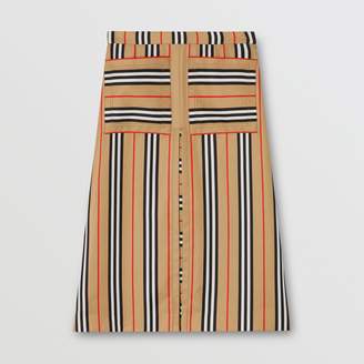 Burberry Box Pleat Detail Icon Stripe A-line Skirt