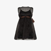 Thumbnail for your product : Miu Miu Sheer Sleeveless Empire Waist Ribbon Mini Dress