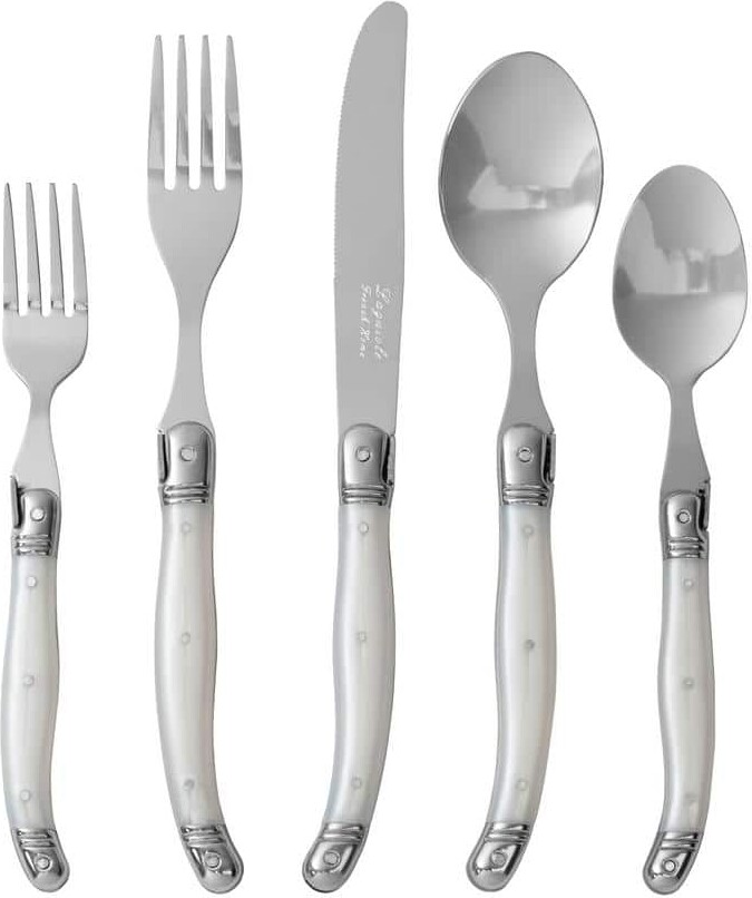 French Home Laguiole 20-Piece Pearl White Stainless Steel Flatware Set (Service for 4)