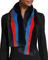 Thumbnail for your product : Kule Lars Striped Rectangle Fur Scarf