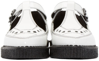 Underground White Patent Leather T-Bar Creepers