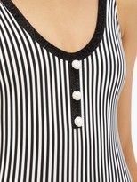 Thumbnail for your product : Leslie Amon Rita Glitter-trim Striped Swimsuit - Black Stripe
