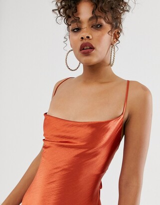 Asos Tall ASOS DESIGN Tall cami mini slip dress in high shine satin with lace up back