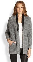 Thumbnail for your product : Mason by Michelle Mason Leather-Trim Cocoon Cardigan