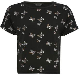 M&Co Teens' butterfly print t-shirt