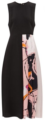 Roksanda Cora Asymmetric Pleated Silk-satin Dress - Black Multi