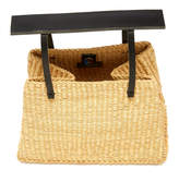 Thumbnail for your product : Inès Bressand Leather-Trimmed Straw Top Handle Bag
