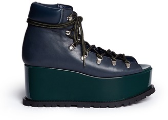 Sacai Open vamp patent leather platform mountain boots