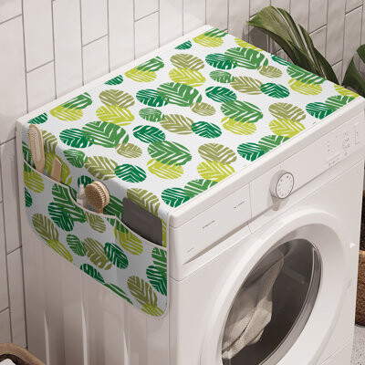 East Urban Home Leaf Washing Machine Organizer Pack of 2 47" x 18.5" Apple Green Khaki