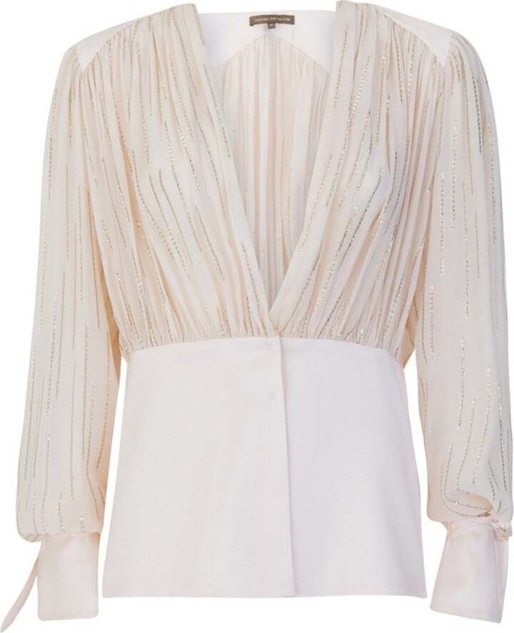 Women's Simona Corsellini P19CMBL009 Embellished Blouse in Cream -  ShopStyle Tops