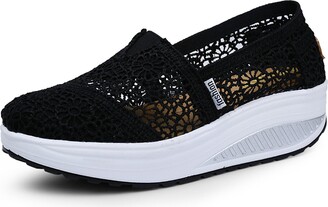 Largeshop Women's Shoes Rocker Soles Mesh Breathable Platform Lightweight  Comfortable Trainers Sneaker Fitness Outdoor Summer - ShopStyle