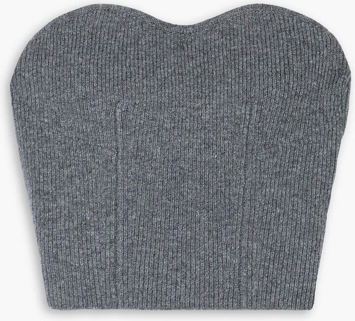 Stella McCartney Strapless cropped ribbed wool-blend bustier top
