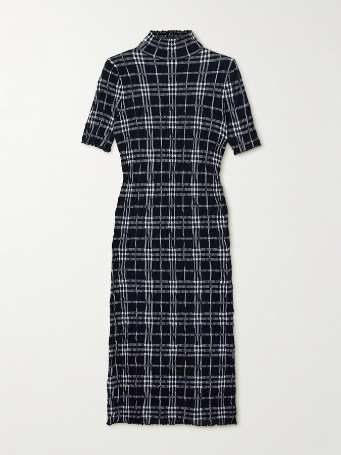 Burberry - Checked Wool-blend Midi Dress - Black
