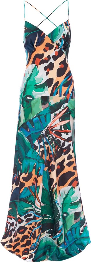 Roserry Seville Satin Maxi Dress In Amazon Print
