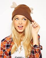 Thumbnail for your product : A Question Of ASOS Christmas Beanie With Reindeer Antlers