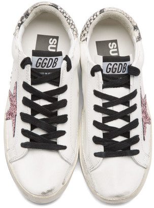 Golden Goose White Glitter Star Snakeskin Superstar Sneakers