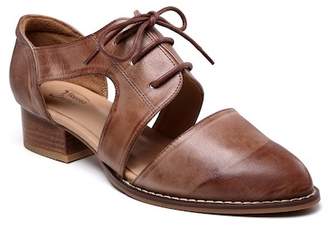 Olga Vicenzo Leather Oxford Stacked Block Heel Leather Shoe