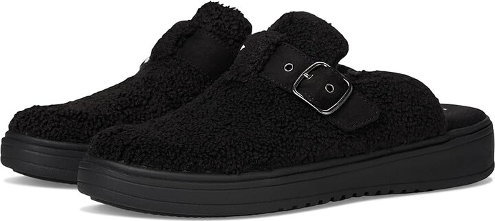 LifeStride Vibe-cozy Mule/Clog Shoes Women's Dress Flat Shoes Black : 9.5 M (B), Faux Fur