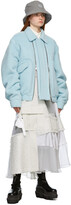 Thumbnail for your product : we11done Blue Front Zipper Details Bomber Jacket