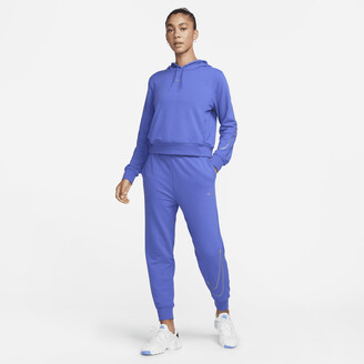 Nike Women's Dri-FIT One High-Waisted 7/8 French Terry Graphic Pants in Blue  - ShopStyle