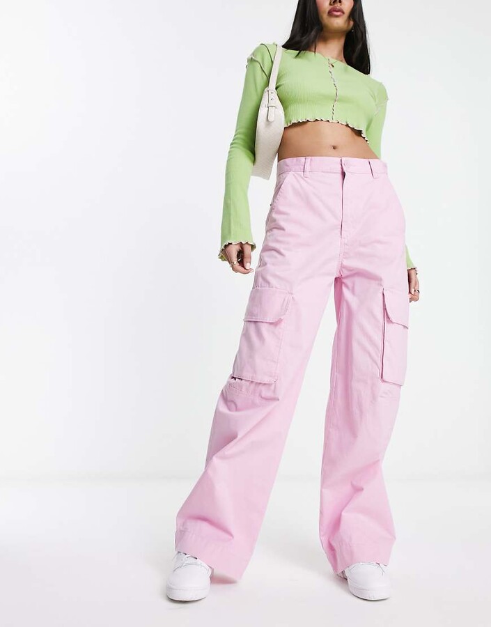 Monki cargo pants in pink ShopStyle Trousers