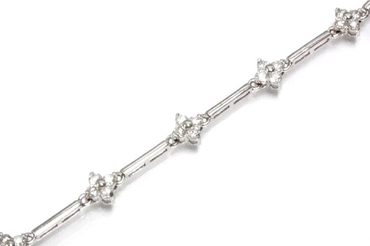 1.4 Ctw Natural Diamond | G-H, Si Flower Bracelet/ Cluster Station Bracelet 5.5mm/ Solid 14K 18K Gold /Length 6 To 8 Inches/April Birthstone