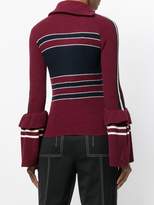 Thumbnail for your product : Self-Portrait striped eyelet jumper