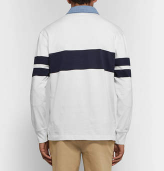 J.Crew Chambray-trimmed Striped Cotton-jersey Rugby Shirt - White