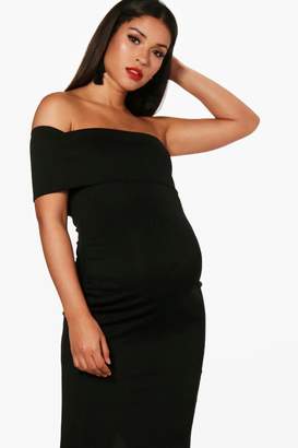 boohoo Maternity Off The Shoulder Midi Dress