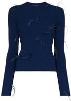 Thumbnail for your product : Marques Almeida Ribbed Feather Detail Jumper