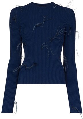 Marques Almeida Ribbed Feather Detail Jumper