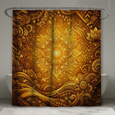 East Urban Home Intricate Golden Mandala Shower Curtains Extra Long