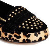 Thumbnail for your product : Ravel Mariah Leopard Print Leather Studded Detail Flat Shoes