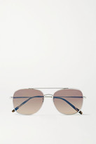 Thumbnail for your product : Oliver Peoples Taron Aviator-style Silver-tone Sunglasses