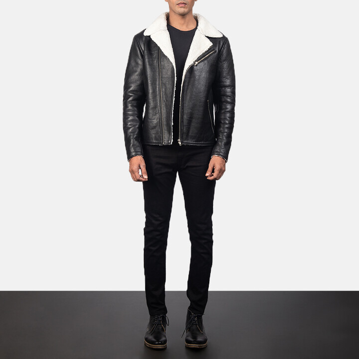 shearling lined leather jacket mens
