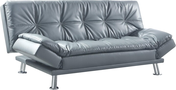 Coaster Fine Furniture Coaster Home Furnishings - Dilleston - Leatherette Upholstered Tufted Convertible Sofa Bed with Adjustable Armrests - Contemporary - Living Room - Gray - 500096
