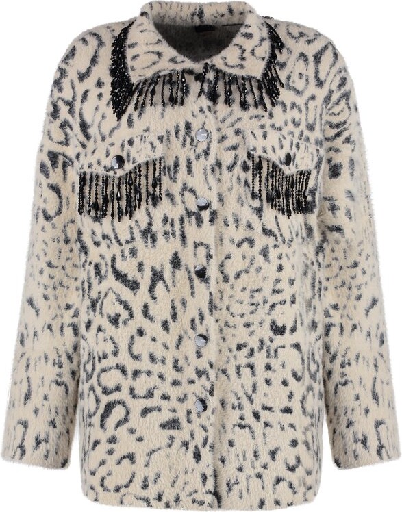 Pinko Leopard Printed Beaded Fringe Shirt Jacket ShopStyle